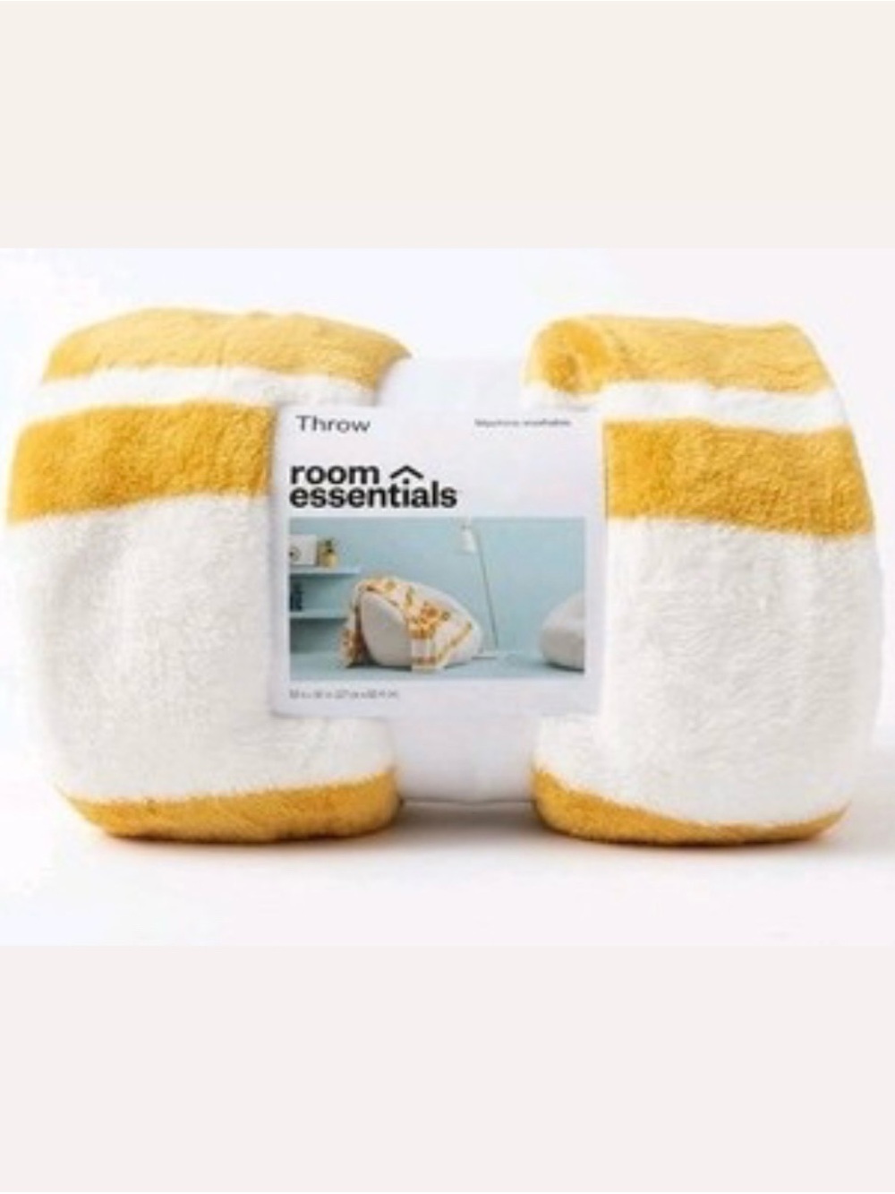 Ultra-Soft Plush Throw Blanket 50" x 60" Yellow White Stripes – Room Essentials